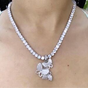 Butterfly tennis necklace ,cz